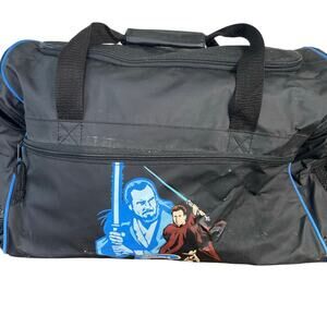 Star Wars Jedi Gym Duffel Bag Black Blue Shoulder Strap Qui-Gon Obi-Wan Graphic